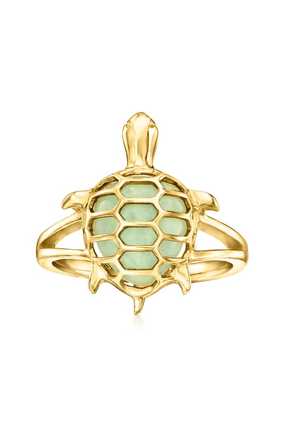 Jade Turtle Ring in 18kt Gold Over Sterling, Women's, Adult