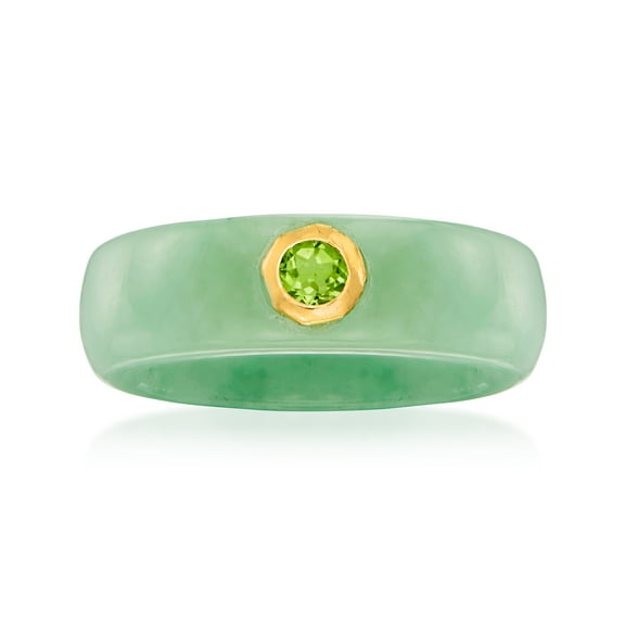 Ross-Simons Jade and .30 Carat Peridot Ring With 14kt Yellow Gold, Women's, Adult