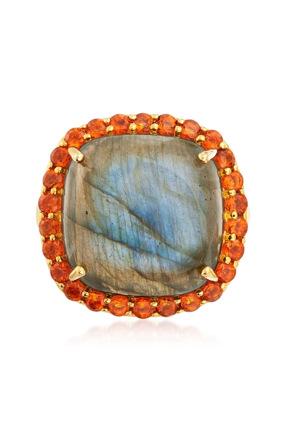 Labradorite and 1.00 ct. t.w. Citrine Ring in 18kt Gold Over Sterling, Women's, Adult