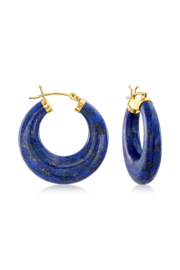 Lapis Hoop Earrings 14kt Yellow Gold, Women's, Adult
