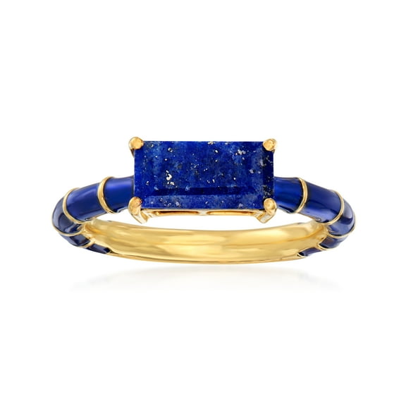 Ross-Simons Lapis and Dark Blue Enamel Ring in 18kt Gold Over Sterling, Women's, Adult