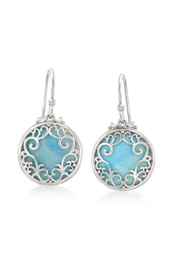 Larimar Filigree Circle Drop Earrings in Sterling Silver, Women's, Adult