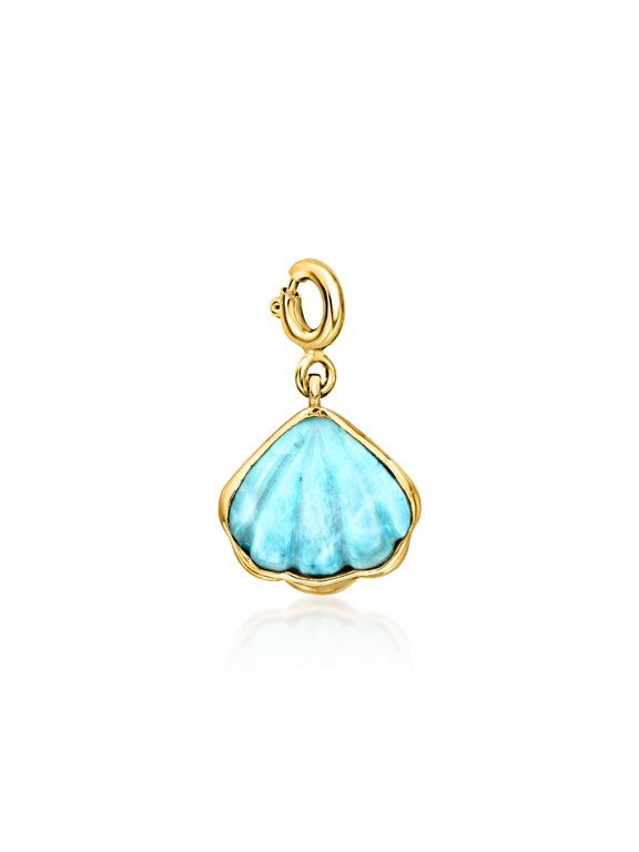 Larimar Seashell Charm in 18kt Gold Over Sterling, Women's, Adult