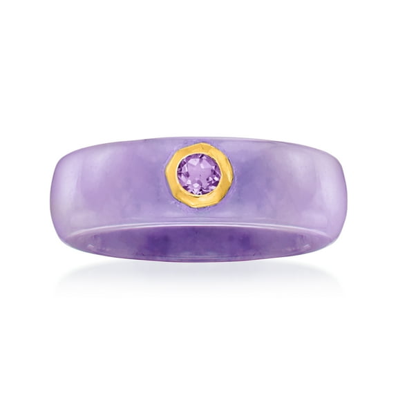 Ross-Simons Lavender Jade and .20 Carat Amethyst Ring With 14kt Gold, Women's, Adult