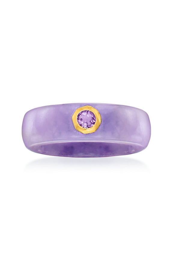 Lavender Jade and .20 Carat Amethyst Ring With 14kt Gold, Women's, Adult