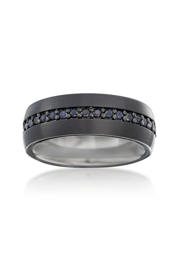 Men's 1.00 ct. t.w. Black Sapphire Eternity Wedding Ring in Tungsten Carbide for Male, Adult