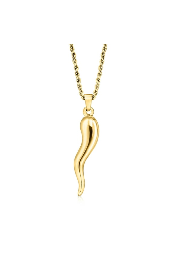 Men's 18kt Gold Over Sterling Italian Horn Pendant Necklace for Male, Adult