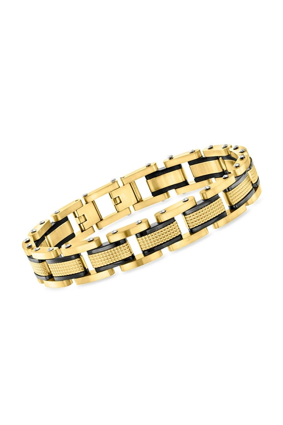 Men's 18kt Gold-Plated Stainless Steel Link Bracelet for Male, Adult