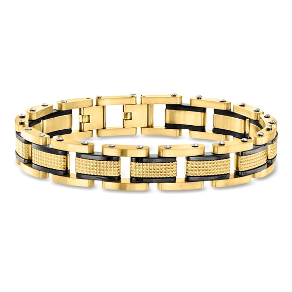 Ross-Simons Men's 18kt Gold-Plated Stainless Steel Link Bracelet for Male, Adult