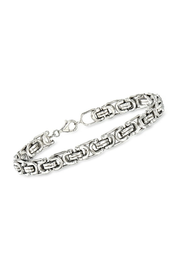 Men's Sterling Silver Byzantine Box Link Bracelet for Male, Adult
