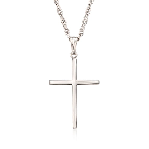 Ross-Simons Men's Sterling Silver Classic Cross Pendant Necklace for Male, Adult