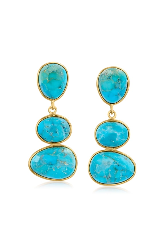 Mohave Turquoise Drop Earrings in 18kt Gold Over Sterling, Women's, Adult