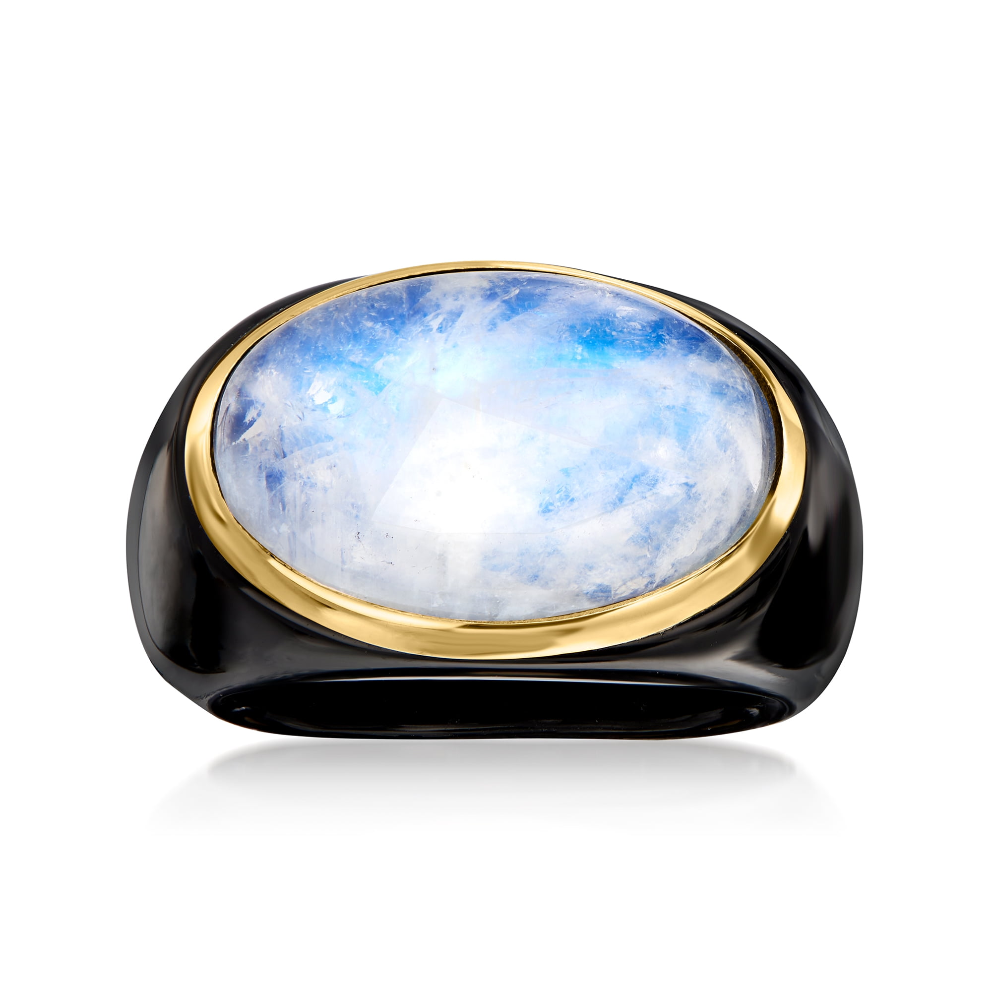 Natural Black Moonstone Sunstone Gems Oval Adjustable Woman Ring 13x8mm  AAAA | eBay