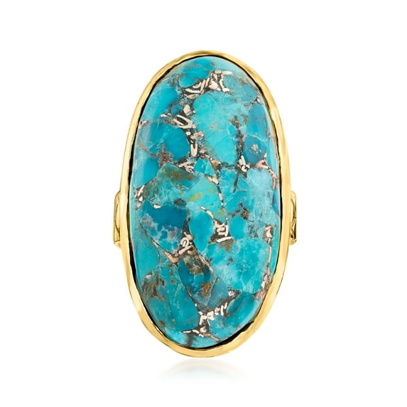Ross-Simons Mosaic Turquoise Ring in 18kt Gold Over Sterling, Women's, Adult