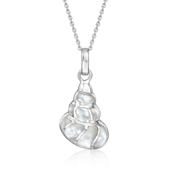 Ross-Simons Mother-Of-Pearl Conch Shell Pendant Necklace in Sterling Silver, Women's, Adult