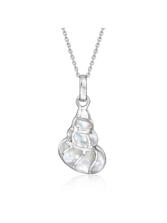 Mother-Of-Pearl Conch Shell Pendant Necklace in Sterling Silver, Women's, Adult