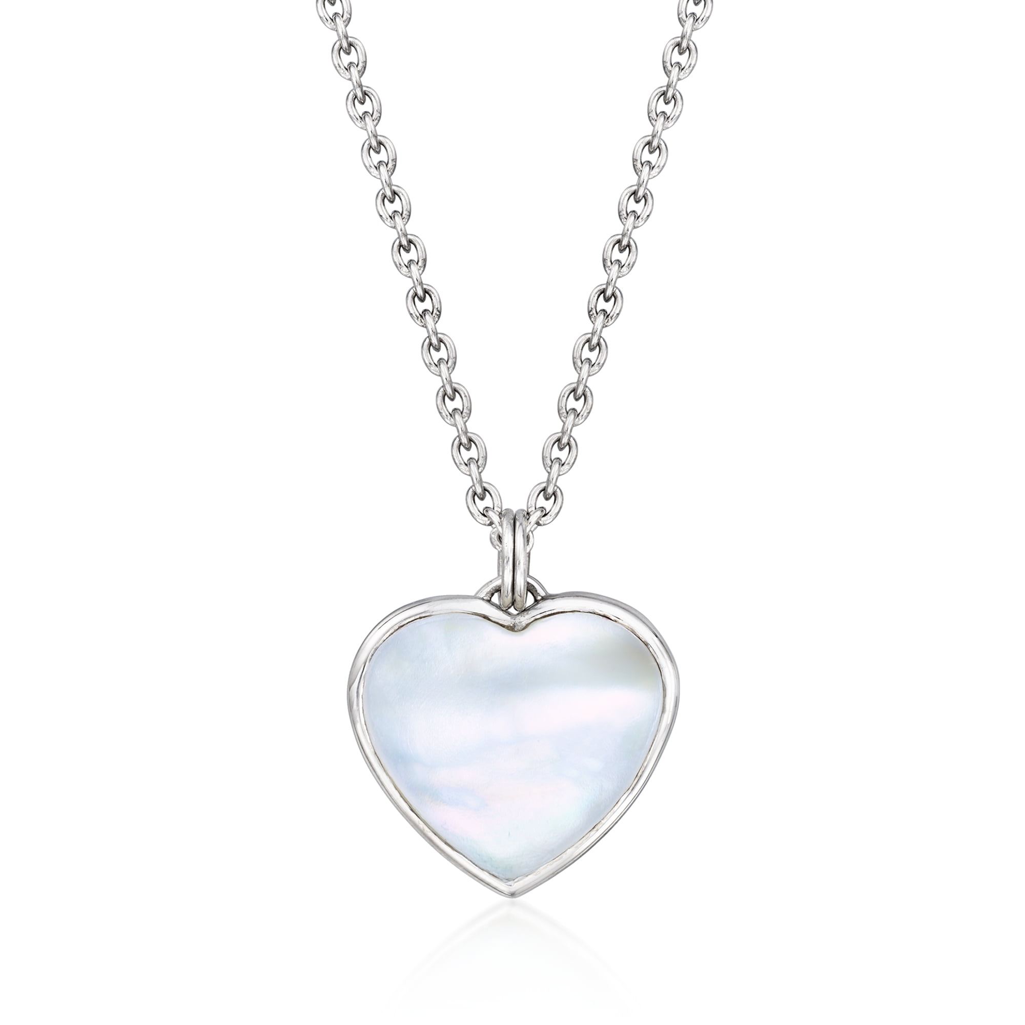 ★ROSEMONT★ Silver mother-of-pearl heart necklace RC24B04J Ross-Simons Mother-Of-Pearl Heart Pendant Necklace in