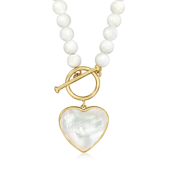 Ross-Simons Mother-Of-Pearl Heart Toggle Necklace in 18kt Gold Over Sterling, Women's, Adult