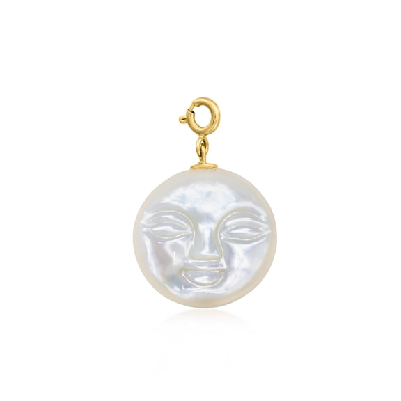 Ross-Simons Mother-Of-Pearl Moon Charm in 18kt Gold Over Sterling, Women's, Adult