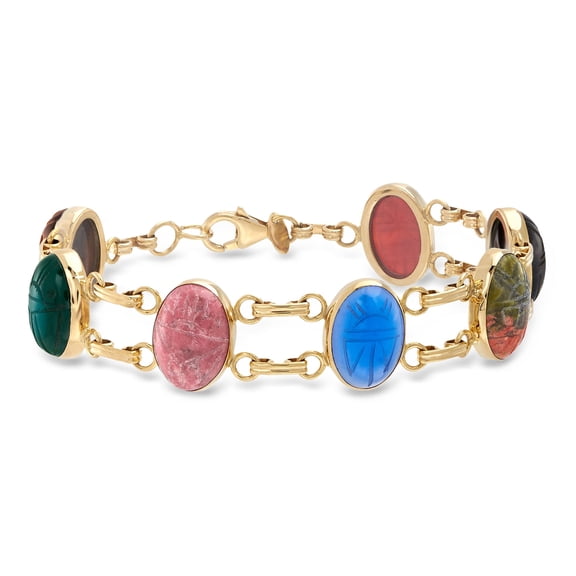 Ross-Simons Multi-Gemstone Scarab Bracelet in 18kt Gold Over Sterling, Women's, Adult