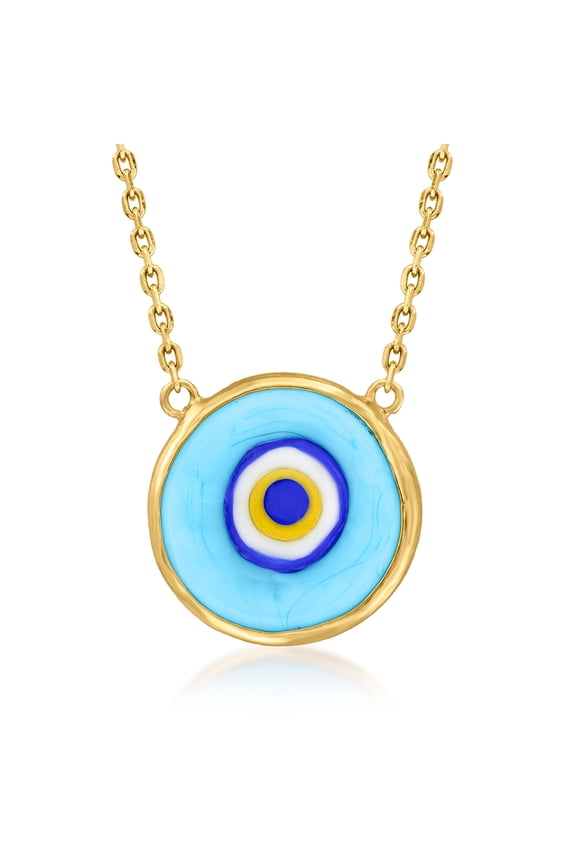 Multicolored Glass Evil Eye Necklace in 18kt Gold Over Sterling, Women's, Adult