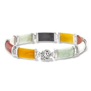 Ross-Simons Multicolored Jade Good Fortune Bracelet in Sterling Silver, Womens, Adult