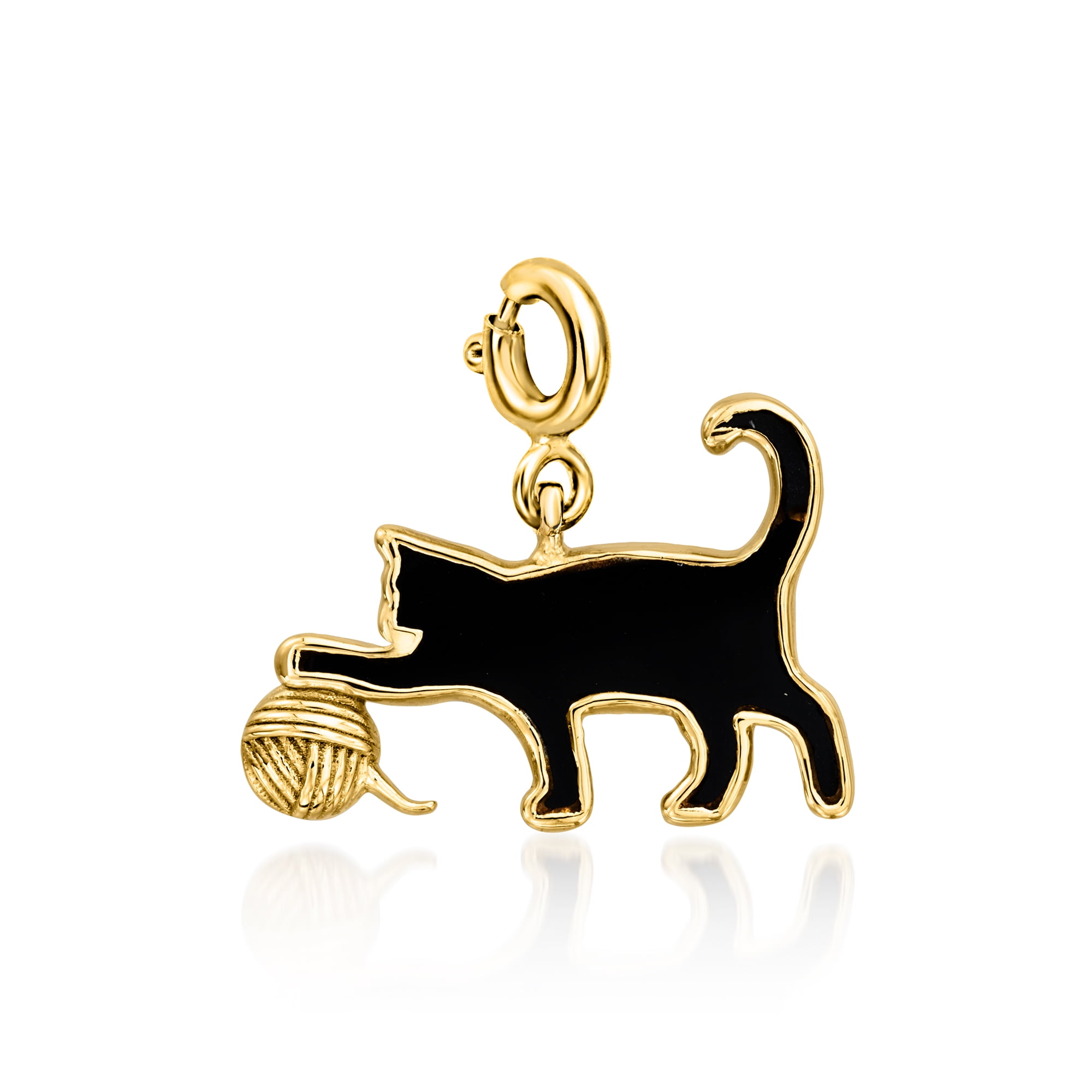 Ross-Simons Onyx Cat With Yarn Charm in 18kt Gold Over Sterling, Women's, Adult