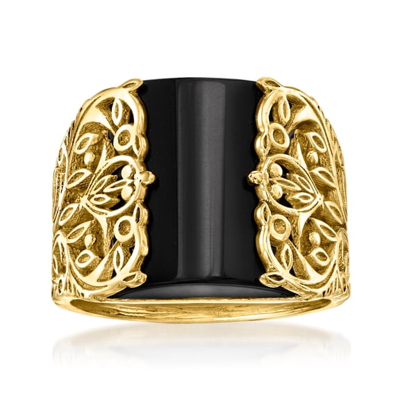 Ross-Simons Onyx Openwork Ring in 18kt Gold Over Sterling, Women's, Adult