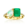 thumbnail image 1 of Ross-Simons Opal and 1.80 Carat Emerald Toi Et Moi Ring With .10 ct. t.w. White Topaz in 18kt Gold Over Sterling, Women's, Adult, 1 of 6