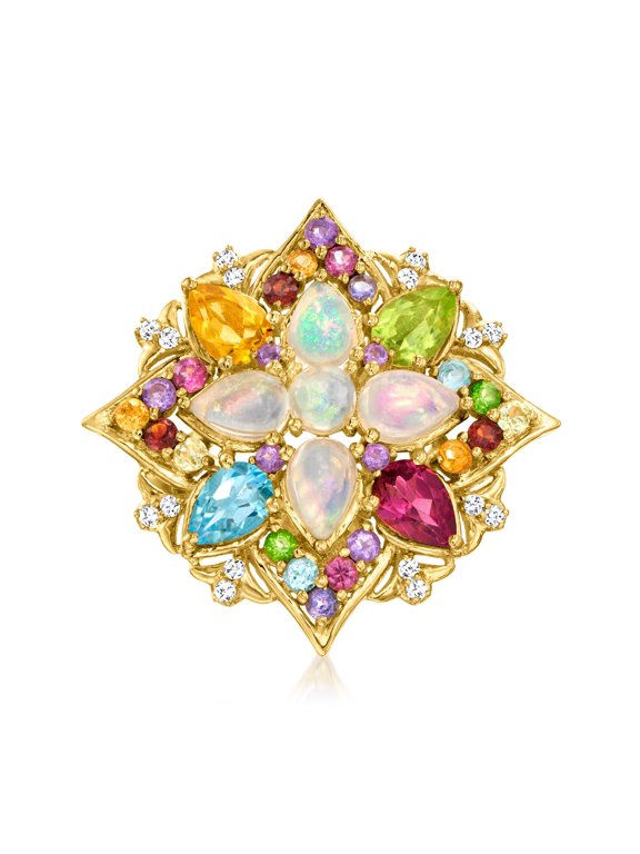 Opal and 2.02 ct. t.w. Multi-Gemstone Ring in 18kt Gold Over Sterling, Women's, Adult