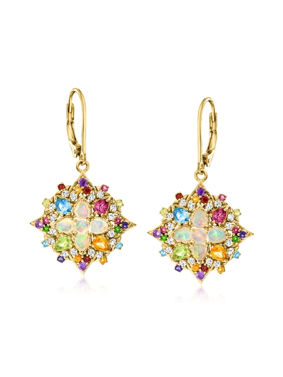 Opal and 2.28 ct. t.w. Multi-Gemstone Drop Earrings, Women's, Adult