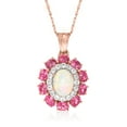 thumbnail image 1 of Ross-Simons Opal and 2.50 ct. t.w. Pink Tourmaline Pendant Necklace With 1.00 ct. t.w. White Topaz in 18kt Rose Gold Over Sterling, Women's, Adult, 1 of 4