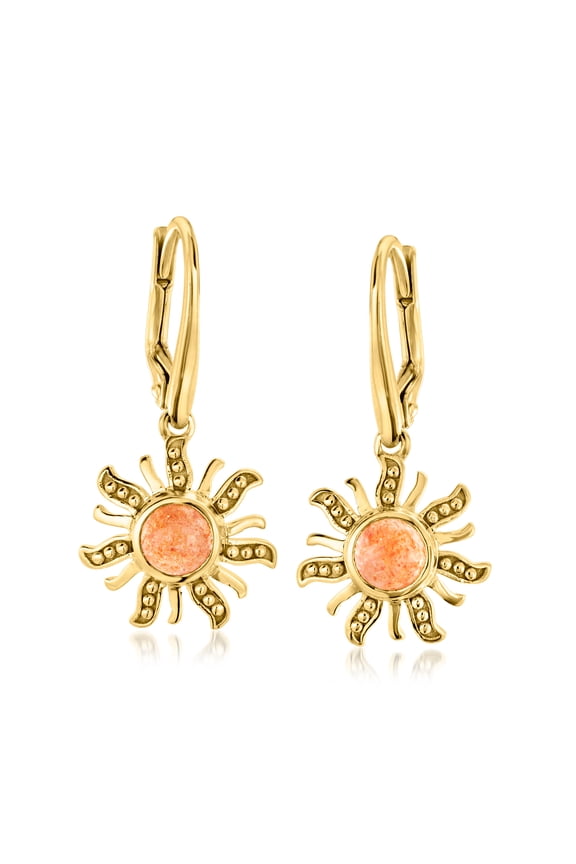 Orange Sunstone Sun Drop Earrings in 18kt Gold Over Sterling, Women's, Adult