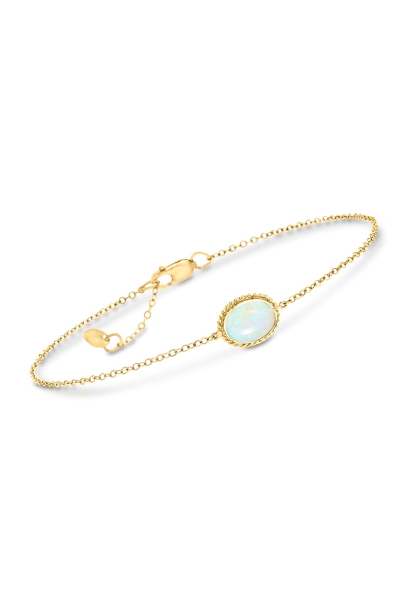 Oval Opal Roped-Edge Bracelet in 14kt Yellow Gold, Women's, Adult