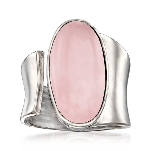 Ross-Simons Oval Rose Quartz Wrap Ring in Sterling Silver, Women's, Adult