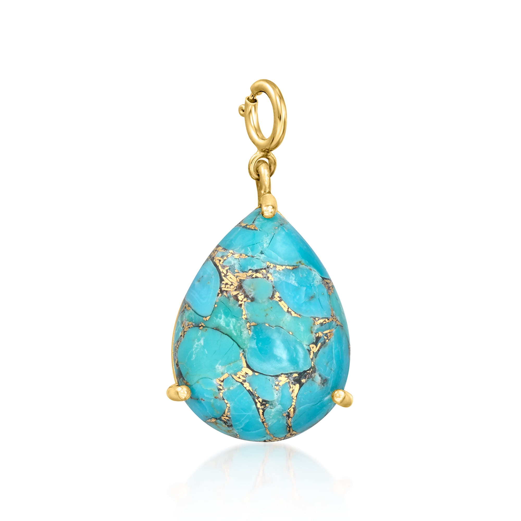 Ross-Simons Pear-Shaped Turquoise Charm in 18kt Gold Over Sterling, Women's, Adult