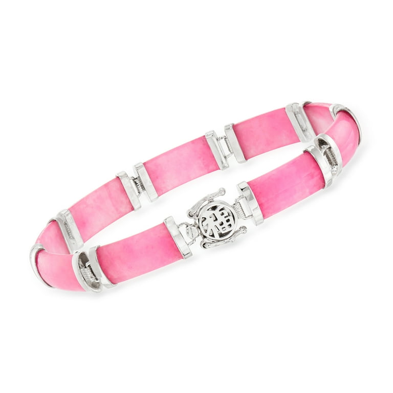 Free Shipping Ross Simons Pink Jade Good Fortune Bracelet in Sterling Silver Women s Adult Walmart Walmart