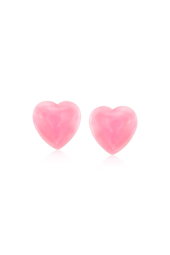 Pink Jade Heart Earrings in 18kt Gold Over Sterling, Women's, Adult