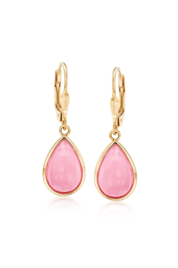 Pink Opal Teardrop Earrings in 18kt Gold Over Sterling, Women's, Adult