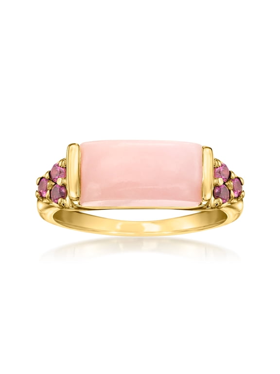 Pink Opal and .20 ct. t.w. Rhodolite Garnet Ring in 18kt Gold Over Sterling, Women's, Adult