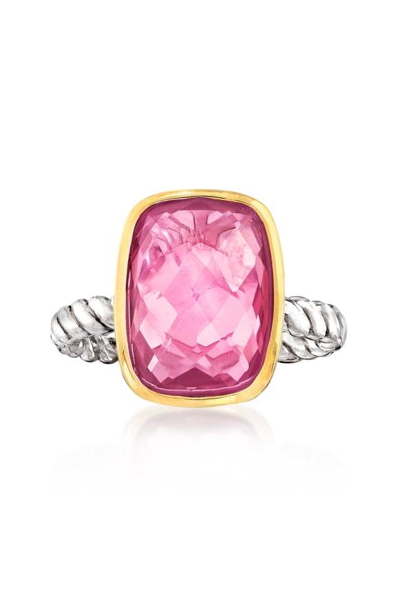 Pink Quartz Ring in 14kt Yellow Gold and Sterling Silver, Women's, Adult