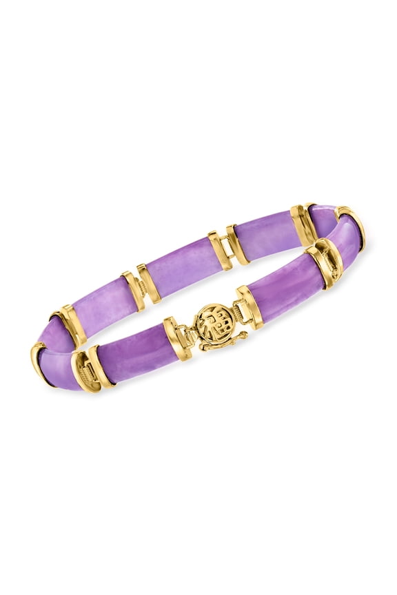Purple Jade Chinese Symbol Bracelet in 18kt Gold Over Sterling, Women's, Adult