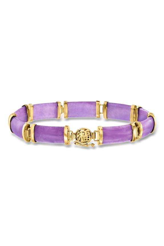 Purple Jade Chinese Symbol Bracelet in 18kt Gold Over Sterling, Women's, Adult