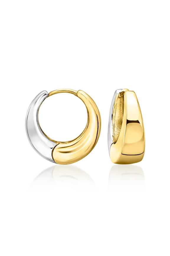 Silver and 14kt Gold-Plated Chunky Hoop Earrings, Women's, Adult