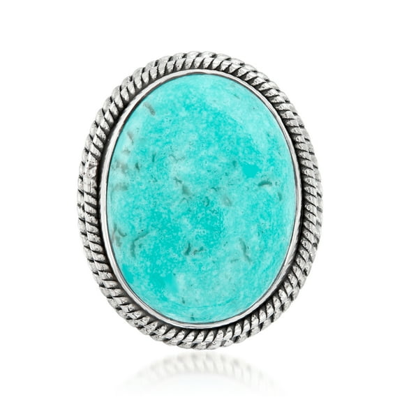 Ross-Simons Stabilized Turquoise Double-Frame Ring in Sterling Silver, Women's, Adult