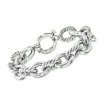 Ross-Simons Sterling Silver Alternating Twisted Oval-Link Bracelet, Women's, Adult