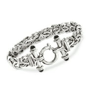 ROSS-SIMONS Sterling Silver Byzantine Bracelet With Black Onyx, Women's, Adult
