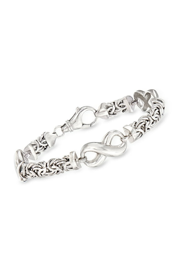 Sterling Silver Byzantine Infinity Station Bracelet, Women's, Adult