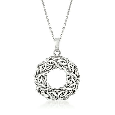 Ross-Simons Sterling Silver Byzantine Open Circle Pendant Necklace, Women's, Adult