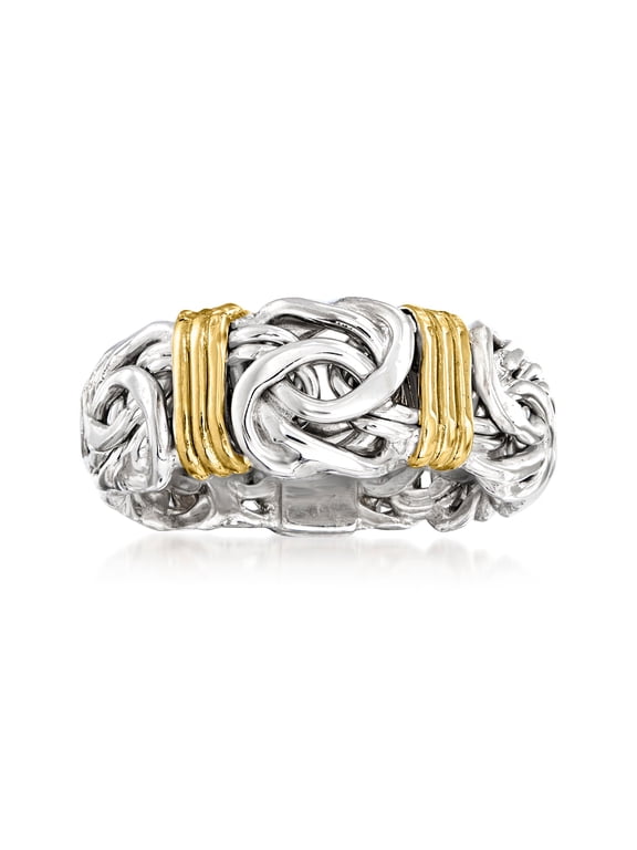 Sterling Silver and 14kt Yellow Gold Byzantine Station Ring, Women's, Adult